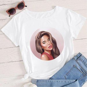 2021 Korean Women T-shirt Sexy Girls Printed Short